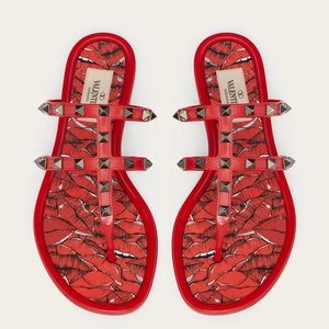 Valentino ROCKSTUD FLAT RUBBER JELLY SANDAL 38 New